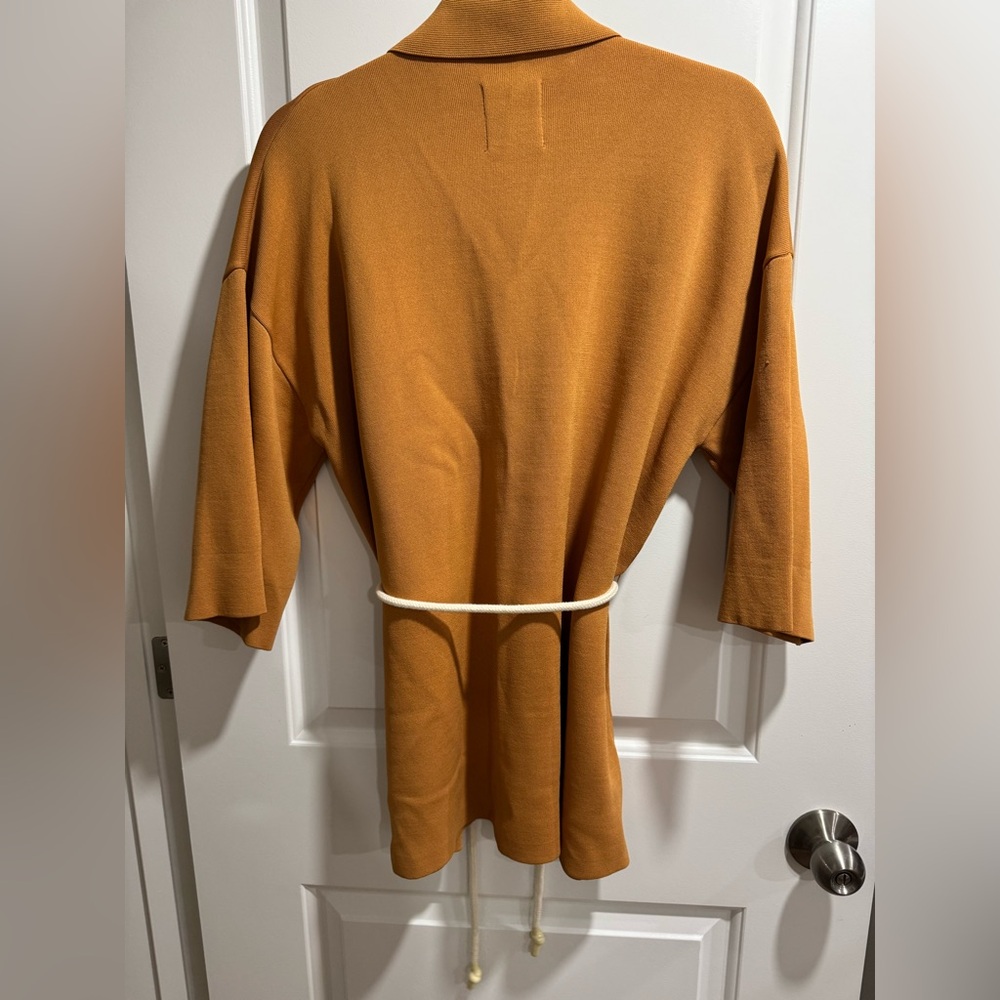 Sandro Martine Belted Over-Shirt Style Cardigan In Ochre - Picture 10 of 14